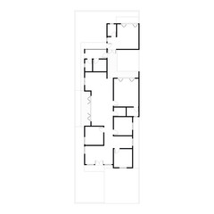 Black and White floor plan of a modern unfurnished house for your design. Suburban house vector blueprint. Architectural background.