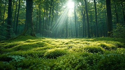 a lush green forest filled with lots of trees