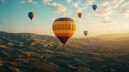 Naklejka premium a group of hot air balloons flying in the sky