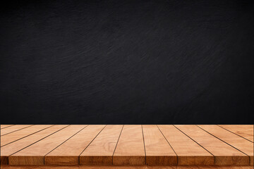 Empty wooden table top and color dark or gray wall background for showing products and advertisers. Template mock up for display of product. product promotion in the wall. for display or montage