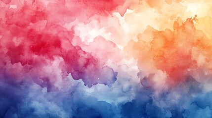 Fototapeta premium Abstract watercolor background with vibrant red, orange, blue, and purple shades, creating a dynamic and artistic design.