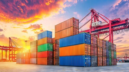 Fototapeta premium container cargo ship with containers. cargo ship for background. Generative AI