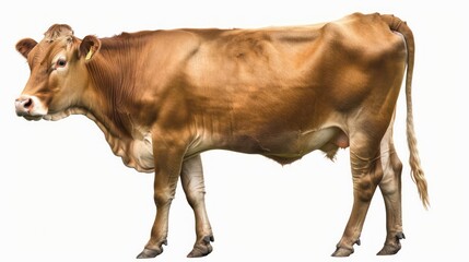 Brown Cow on White Background