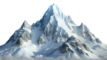 Majestic Snowy Mountains Isolated for Graphics on Transparent Background