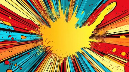 Abstract Comic Book Explosion with Radial Lines and Dots