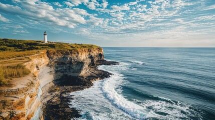 a lighthouse on a cliff overlooking the ocean
