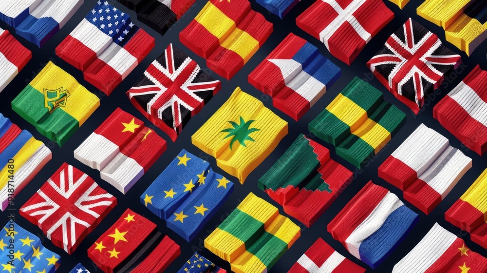 Aufkleber various flags displayed on a table, ideal for use in presentations or events