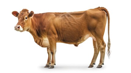 Brown Cow Standing Isolated on a White Background