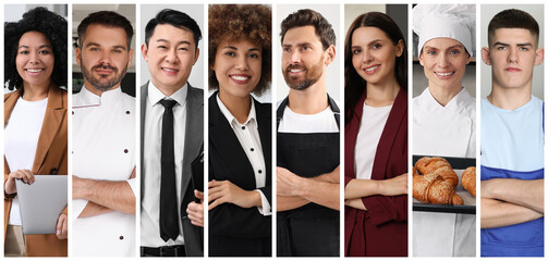 Fototapeta premium Different professions collage, photos of various people