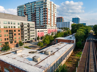 Daytime Drone Images of downtown Raleigh North Carolina.