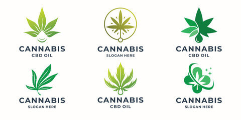 modern cannabis logo vector illustration collection.
