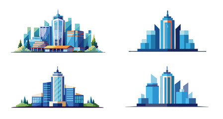 Fototapeta premium Watercolor Modern Building Architecture Isolated on Transparent Background