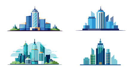 Fototapeta premium Watercolor Modern Building Architecture Isolated on Transparent Background