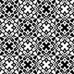 Black and white seamless pattern with abstract shapes. Repeat pattern for fashion, textile design, on wall paper, wrapping paper, fabrics and home decor.