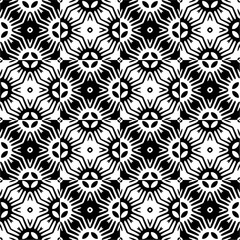 Black and white seamless pattern with abstract shapes. Repeat pattern for fashion, textile design, on wall paper, wrapping paper, fabrics and home decor.