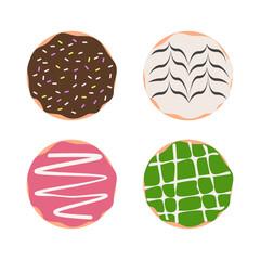 Donuts with sweet glaze and topping. Vector format file. Editable file.