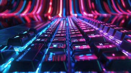 Obraz premium Close-Up of a Illuminated Keyboard