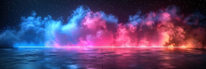 Neon Lights in a Cloudy Night Sky