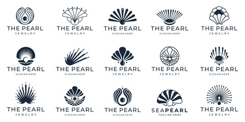 Set of pearl logo. shell icons Vector illustration.