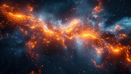 Fototapeta premium Abstract Nebula with Blazing Orange and Blue Hues