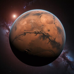 Fototapeta premium 3D Planet Mars isolated in dark stary array galaxy solar system red planet