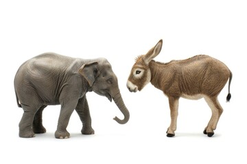 Fototapeta premium A donkey and an elephant standing side by side, showcasing friendship and harmony