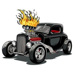 vector cartoon hotrod car illustration graphic design 