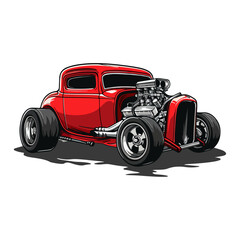 red car hot rod vector graphic design illustration isolated on white