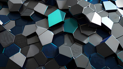 sleek and modern abstract background composed of interconnected polygons with metallic textures