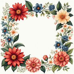 frame with flowers generative IA	