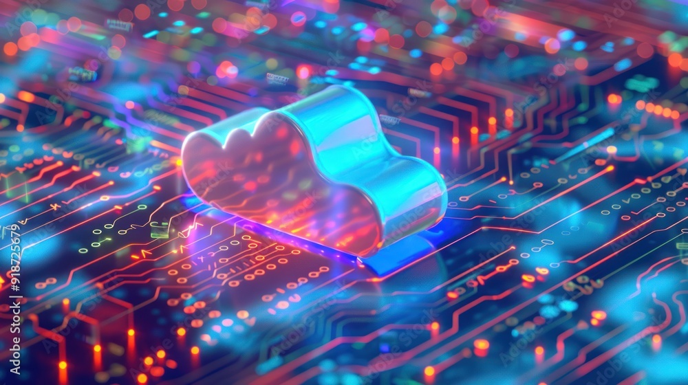 Poster cloud computing concept with circuit board