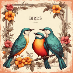 bird and flowers generative IA	