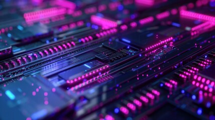 Obraz premium Abstract Futuristic Circuitry with Neon Lights