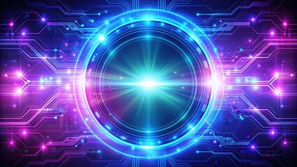 Obraz premium Potenza digitale , 2 Abstract digital power with futuristic technology in a glowing blue and purple palette, future, technology