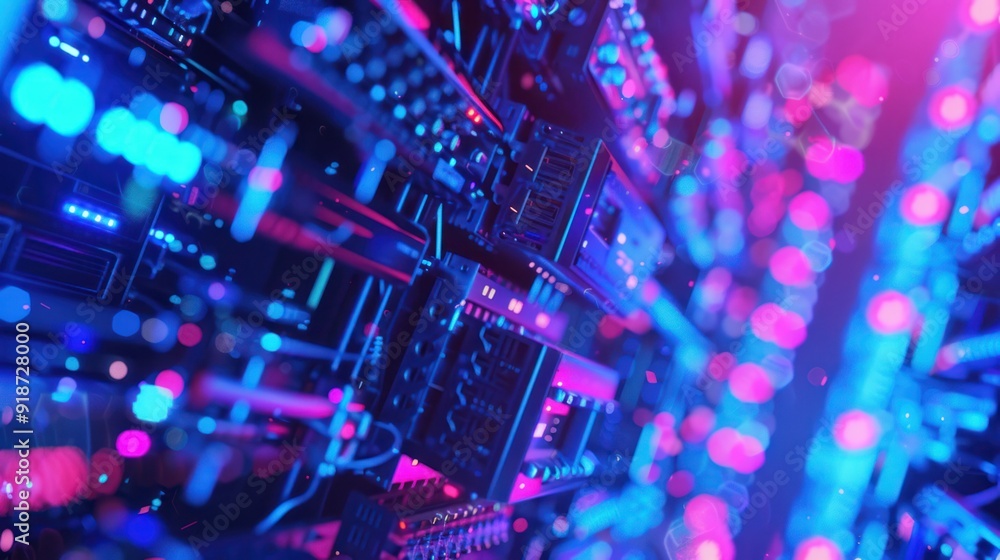 Poster abstract neon tech background
