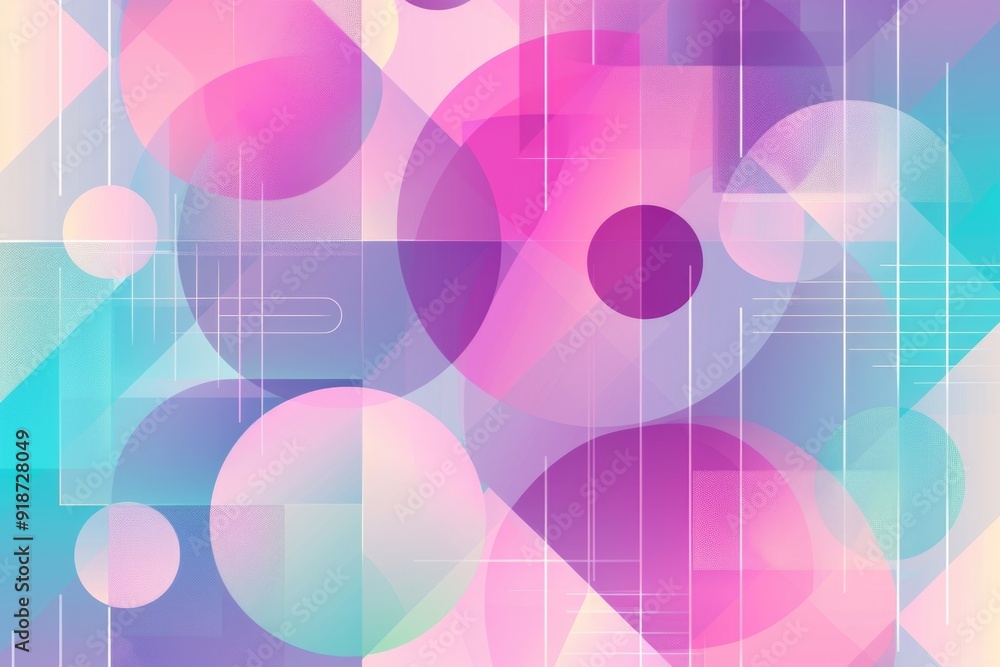 Poster colorful abstract design featuring interconnected shapes on a vibrant background, ideal for use in i