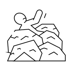 man fill up sand accident line icon vector. man fill up sand accident sign. isolated contour symbol black illustration