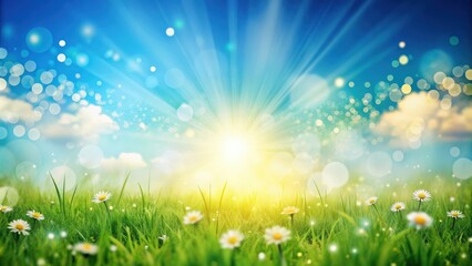 Obraz premium Fresh spring blue sunny sky background with blurred warm sunny glow , clear, sunny, sky, spring, blue, fresh, sunlight