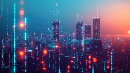 Cyberpunk Cityscape with Glowing Towers