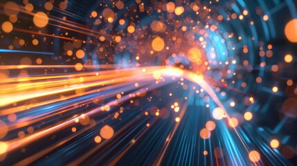 Abstract Light Streaks and Glowing Bokeh