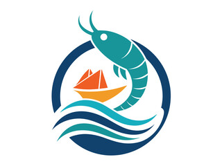 a minimalist shrimp logo vector