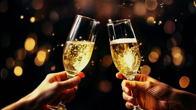 Champagne glasses toasting