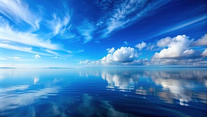 Blue sky reflecting on calm water surface, blue sky, water reflection, tranquil, peaceful, nature, serene, beauty, clear sky