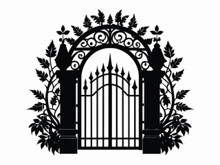 silhouette gate white background black