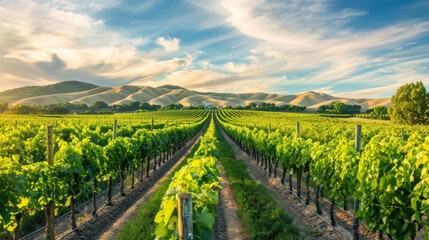 Vineyard Landscape Under a Sunny Sky