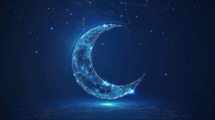 Fototapeta premium Crescent Moon in a Starry Sky