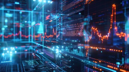 Futuristic Data Visualization with Orange and Blue Color Palette