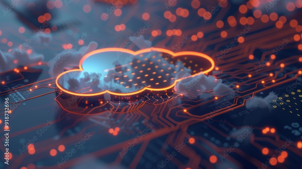 Poster cloud computing concept on a circuit board