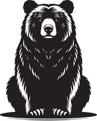 Bear sitting Silhouette vector illustration isolated on white background