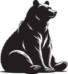 Bear sitting Silhouette vector illustration isolated on white background